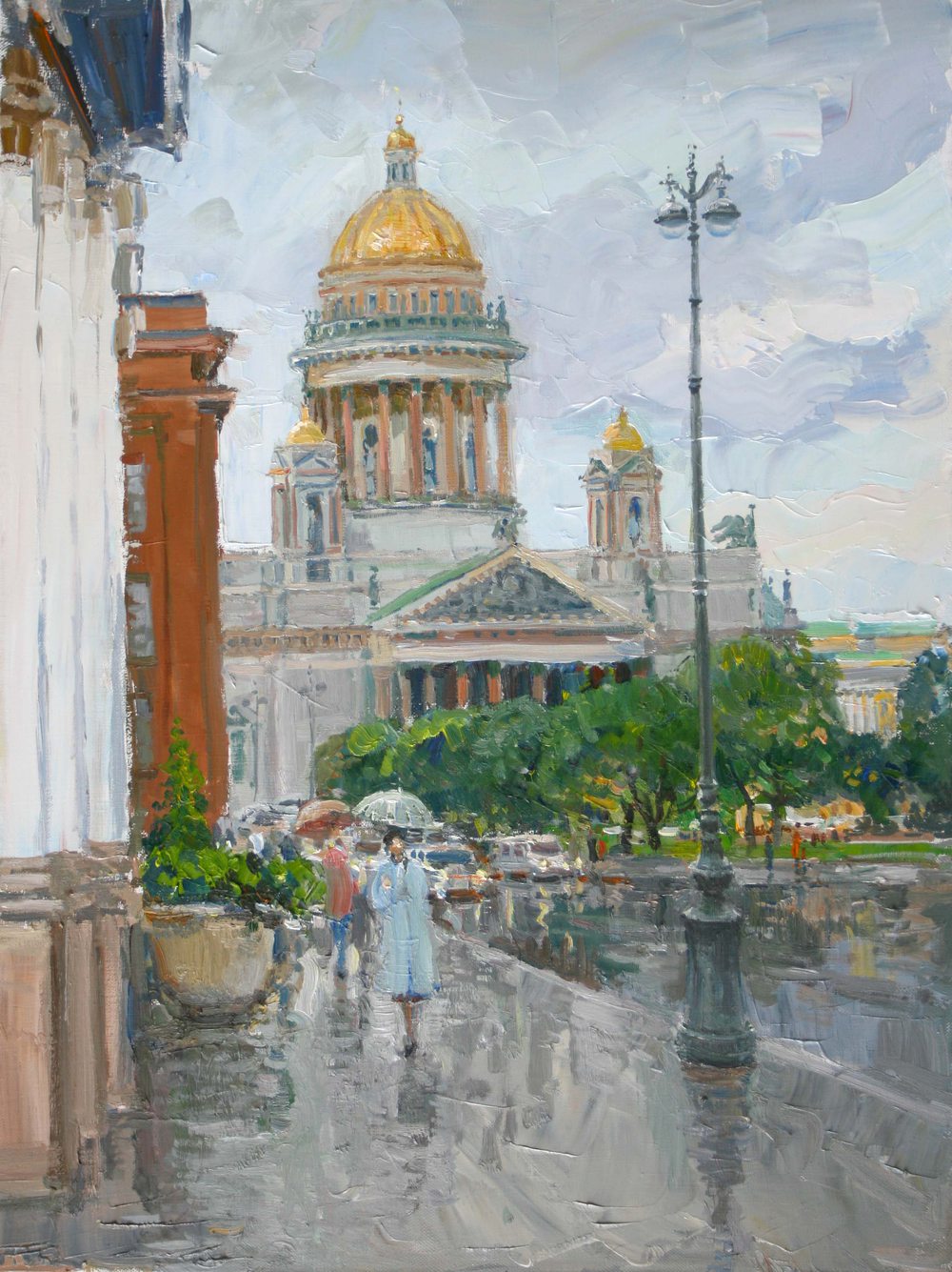 Oil painting on canvas ❀ Isaac's cathedral in the rain