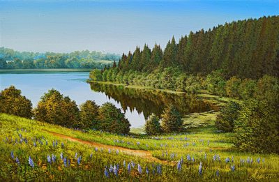 Riverbanks - oil painting