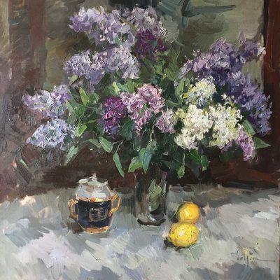Still life with lilacs - oil painting