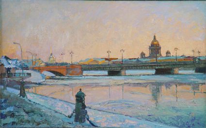 Oil painting on canvas ❀ Blagoveshenskiy Bridge