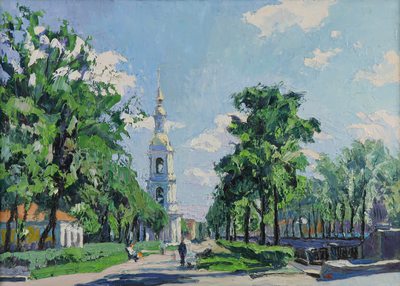 View of the Nikolsky bell tower - oil painting
