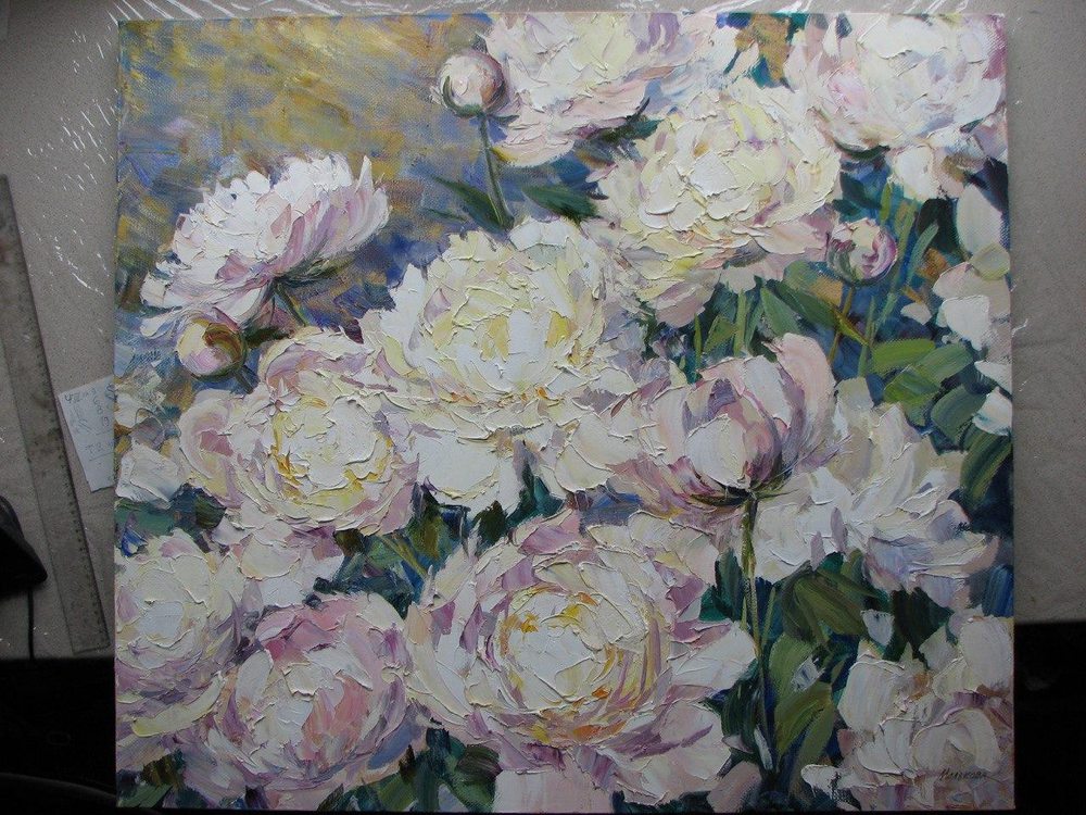 Oil painting on canvas ❀ Peonies in the meadow