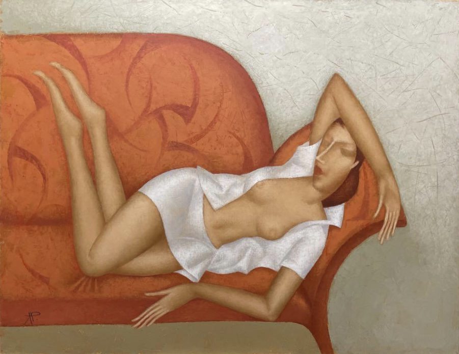 Oil painting on canvas ❀ Red sofa