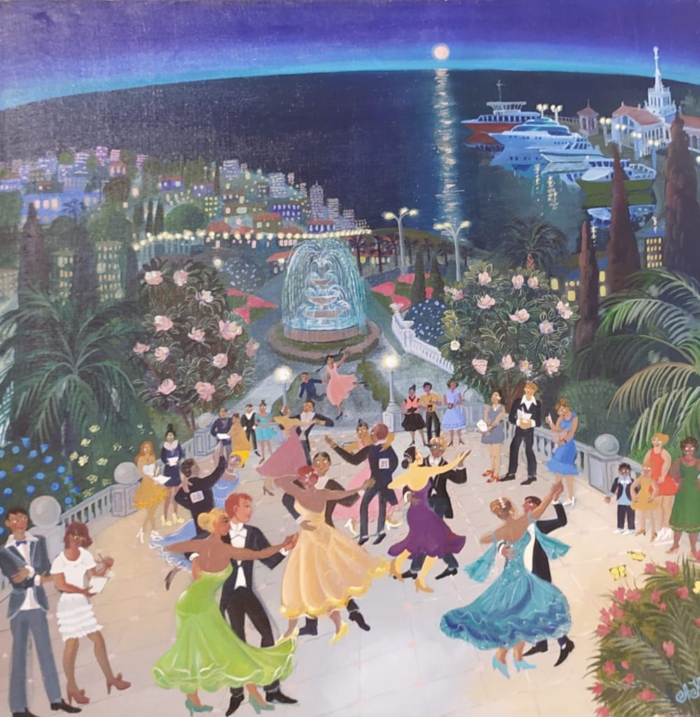 Acrylic painting on canvas ❀ Sochi. An evening of ballroom dancing