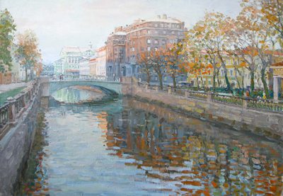 Autumn Kryukov channel - oil painting
