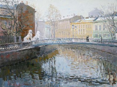 Bridge of Four Lions - oil painting