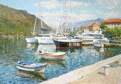 Kotor embankment, Montenegro - oil painting