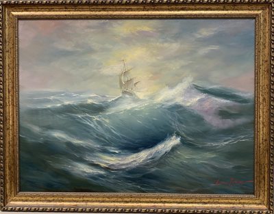 On the crest of a wave - oil painting