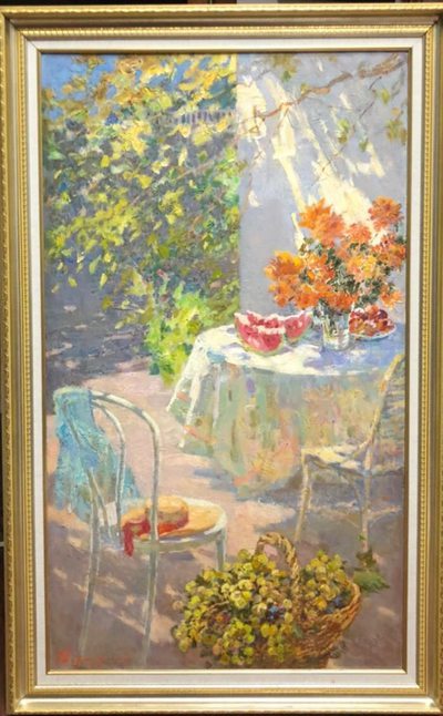 Interior flowers - oil painting