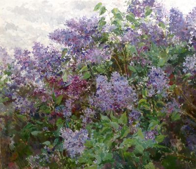 Summer lilac bush - oil painting