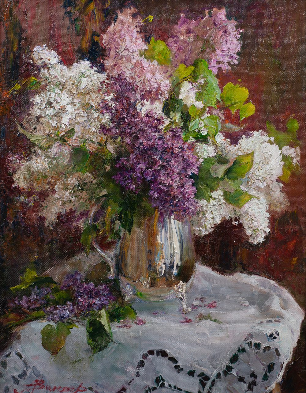 Oil painting on canvas ❀ Lilac in a vase
