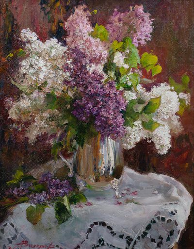 Lilac in a vase - oil painting