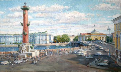 Spit of Vasilyevsky Island - oil painting