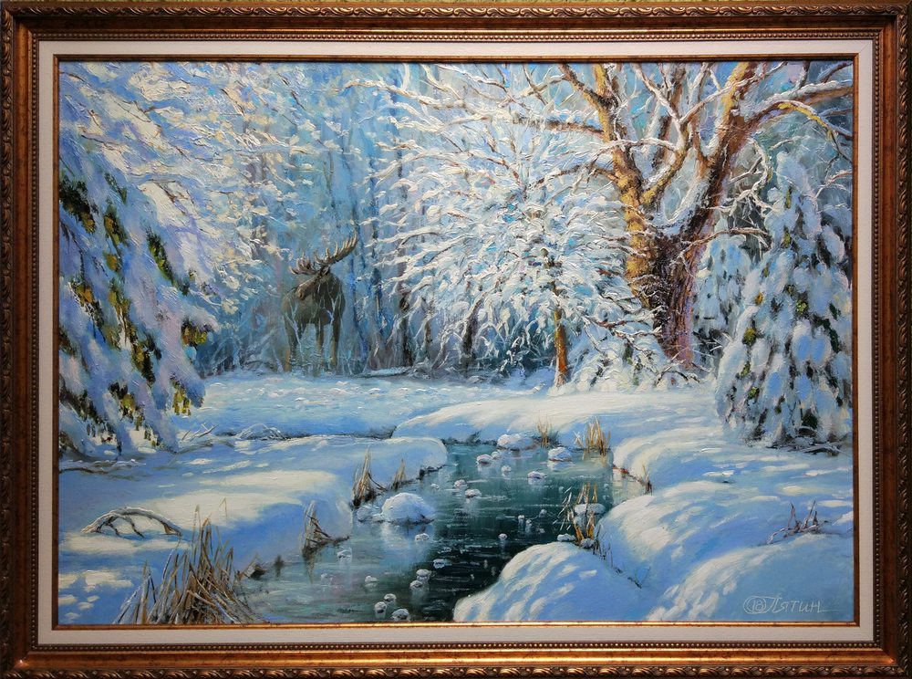 Oil painting on canvas ❀ In the winter forest