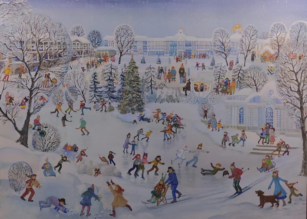 Oil painting on canvas ❀ Winter in the Catherine Park