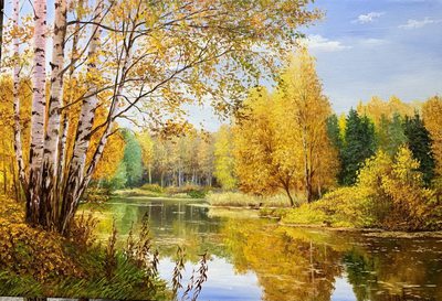 Golden time - oil painting